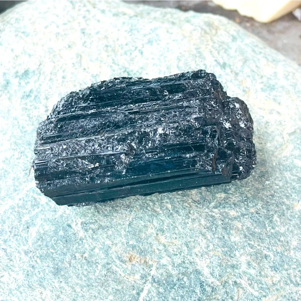 New Black Tourmaline Natural Crystal Free Form  Delicate Stone 34.5g